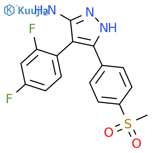 1H-Pyrazol-3-amine, 4-(2,4-difluorophenyl)-5-[4-(methylsulfonyl)phenyl]- structure