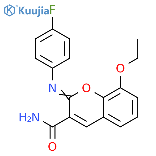 (2Z)-8-ethoxy-2-(4-fluorophenyl)imino-2H-chromene-3-carboxamide structure