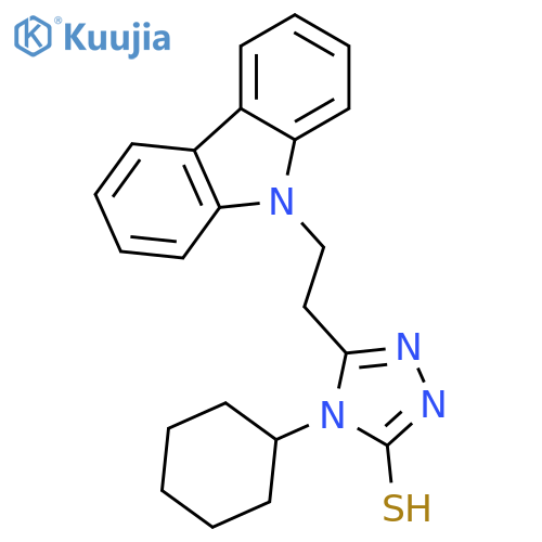 5-2-(9H-carbazol-9-yl)ethyl-4-cyclohexyl-4H-1,2,4-triazole-3-thiol structure