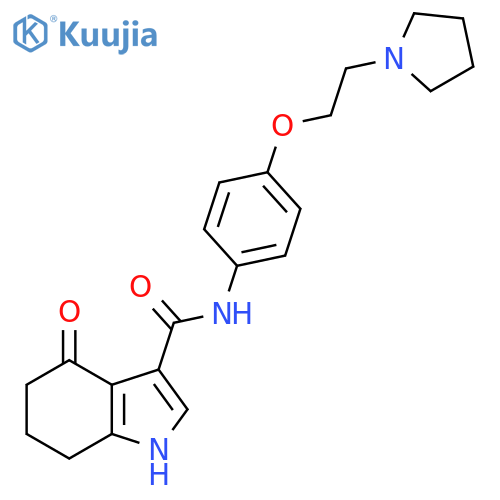 1H-Indole-3-carboxamide,4,5,6,7-tetrahydro-4-oxo-N-[4-[2-(1-pyrrolidinyl)ethoxy]phenyl]- structure