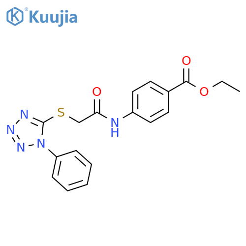 ethyl 4-{2-[(1-phenyl-1H-1,2,3,4-tetrazol-5-yl)sulfanyl]acetamido}benzoate structure