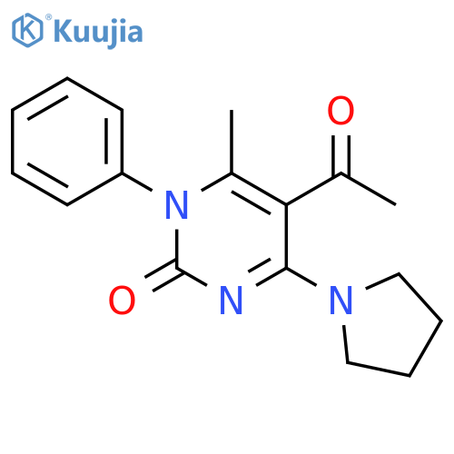 2(1H)-Pyrimidinone, 5-acetyl-6-methyl-1-phenyl-4-(1-pyrrolidinyl)- structure