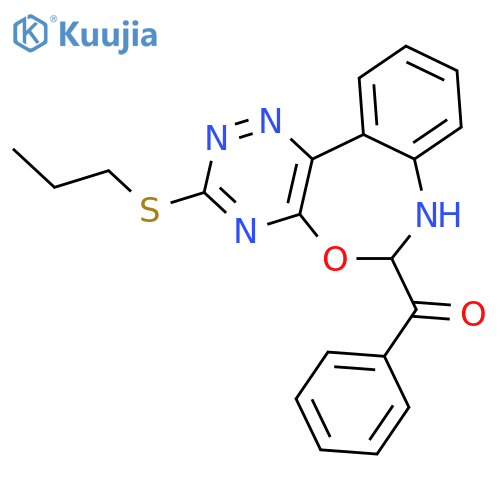 <br>Phenyl-(3-propylsulfanyl-6,7-dihydro-5-oxa-1,2,4,7-tetraaza-dibenzo[a,c]cyc lohepten-6-yl)-methanone structure