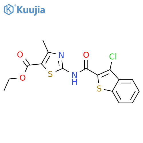 ethyl 2-(3-chloro-1-benzothiophene-2-amido)-4-methyl-1,3-thiazole-5-carboxylate structure