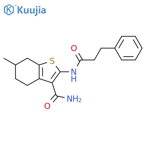 6-methyl-2-(3-phenylpropanamido)-4,5,6,7-tetrahydro-1-benzothiophene-3-carboxamide structure