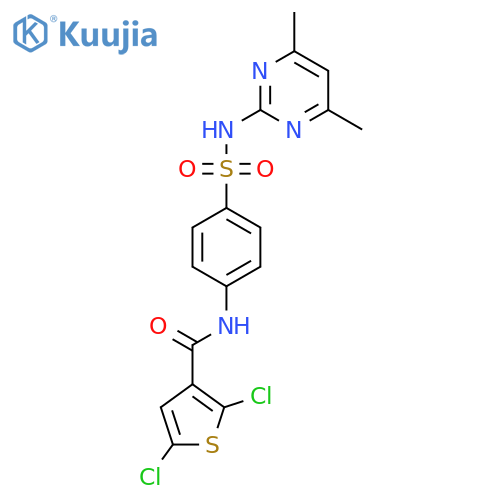 2,5-dichloro-N-{4-(4,6-dimethylpyrimidin-2-yl)sulfamoylphenyl}thiophene-3-carboxamide structure