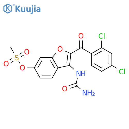 3-(carbamoylamino)-2-(2,4-dichlorobenzoyl)-1-benzofuran-6-yl methanesulfonate structure