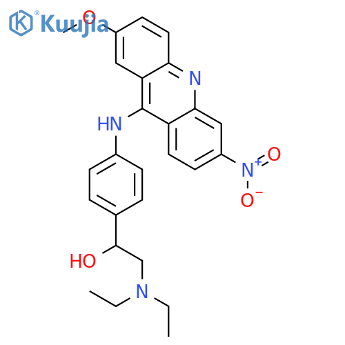 2-(diethylamino)-1-{4-[(2-methoxy-6-nitroacridin-9-yl)amino]phenyl}ethanol structure