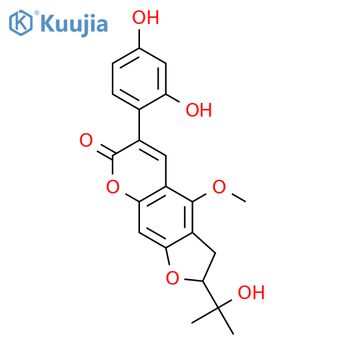 7H-Furo[3,2-g][1]benzopyran-7-one, 6-(2,4-dihydroxyphenyl)-2,3-dihydro-2-(1-hydroxy-1-methylethyl)-4-methoxy-, (-)- structure