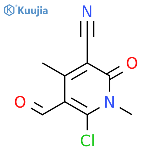 6-chloro-5-formyl-1,4-dimethyl-2-oxo-1,2-dihydropyridine-3-carbonitrile structure