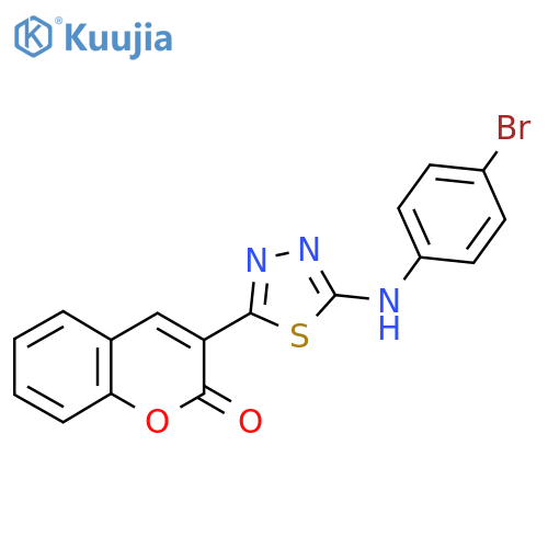 3-{5-(4-bromophenyl)amino-1,3,4-thiadiazol-2-yl}-2H-chromen-2-one structure