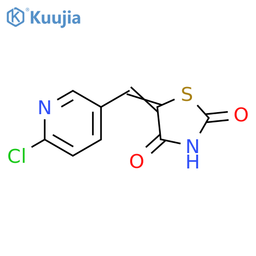 (5E)-5-[(6-chloropyridin-3-yl)methylidene]-1,3-thiazolidine-2,4-dione structure