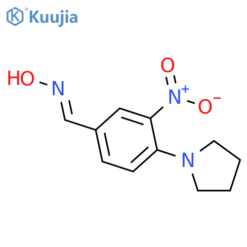 N-{3-nitro-4-(pyrrolidin-1-yl)phenylmethylidene}hydroxylamine structure