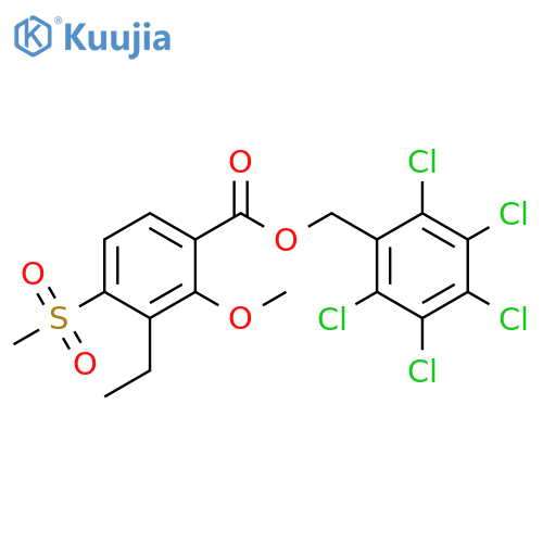 (2,3,4,5,6-pentachlorophenyl)methyl 3-ethyl-4-methanesulfonyl-2-methoxybenzoate structure