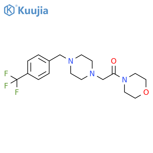 1-(morpholin-4-yl)-2-(4-{[4-(trifluoromethyl)phenyl]methyl}piperazin-1-yl)ethan-1-one structure