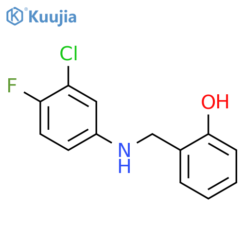 2-{(3-Chloro-4-fluorophenyl)aminomethyl}phenol structure