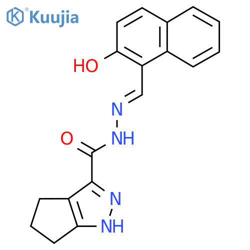 N'-(1E)-(2-hydroxynaphthalen-1-yl)methylidene-1H,4H,5H,6H-cyclopentacpyrazole-3-carbohydrazide structure