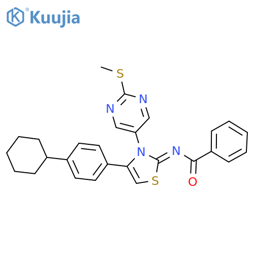 N-(4-(4-cyclohexylphenyl)-3-[2-(methylsulfanyl)-5-pyrimidinyl]-1,3-thiazol-2(3H)-ylidene)benzamide structure
