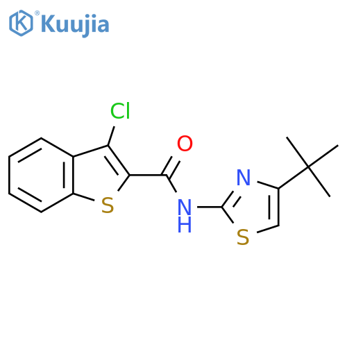 N-(4-tert-butyl-1,3-thiazol-2-yl)-3-chloro-1-benzothiophene-2-carboxamide structure