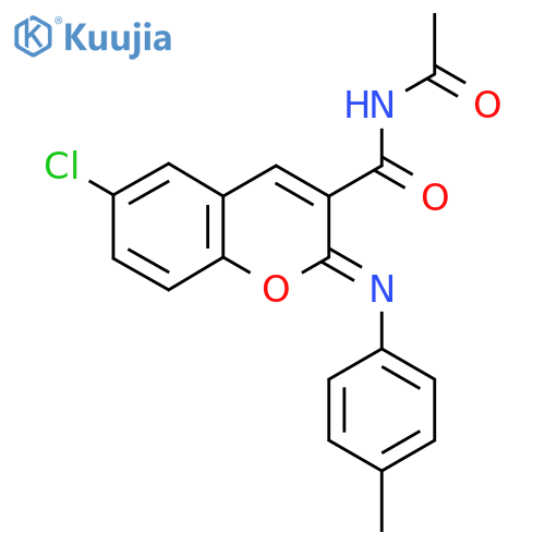 (2Z)-N-acetyl-6-chloro-2-(4-methylphenyl)imino-2H-chromene-3-carboxamide structure