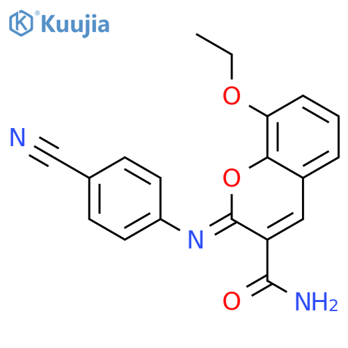 (2Z)-2-[(4-cyanophenyl)imino]-8-ethoxy-2H-chromene-3-carboxamide structure