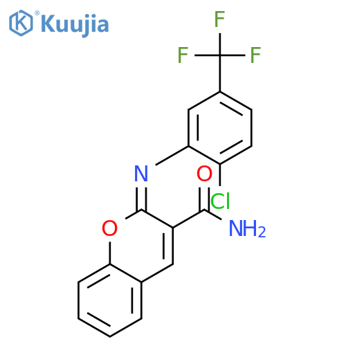 <br>(2Z)-2-{[2-chloro-5-(trifluoromethyl)phenyl]imino}-2H-chromene-3-carboxamid e structure