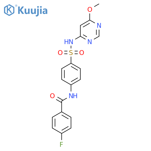 4-fluoro-N-{4-(6-methoxypyrimidin-4-yl)sulfamoylphenyl}benzamide structure