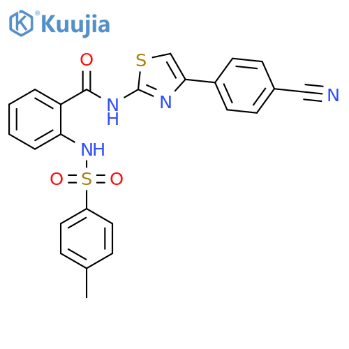 N-4-(4-cyanophenyl)-1,3-thiazol-2-yl-2-(4-methylbenzenesulfonamido)benzamide structure
