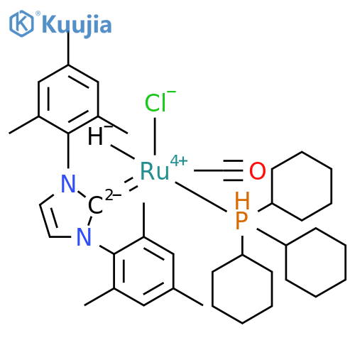 RutheniuM, carbonylchloro[1,3-dihydro-1,3-bis(2,4,6-triMethylphenyl)-2H-iMidazol-2-ylidene]hydro(tricyclohexylphosphine) structure