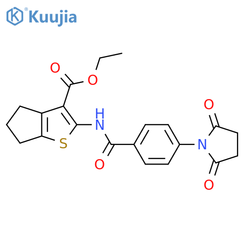 ethyl 2-4-(2,5-dioxopyrrolidin-1-yl)benzamido-4H,5H,6H-cyclopentabthiophene-3-carboxylate structure