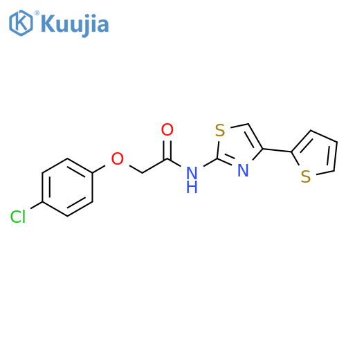2-(4-chlorophenoxy)-N-[4-(thiophen-2-yl)-1,3-thiazol-2-yl]acetamide structure