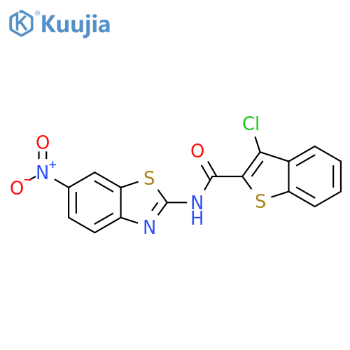 3-chloro-N-(6-nitro-1,3-benzothiazol-2-yl)-1-benzothiophene-2-carboxamide structure