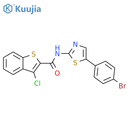 N-5-(4-bromophenyl)-1,3-thiazol-2-yl-3-chloro-1-benzothiophene-2-carboxamide structure