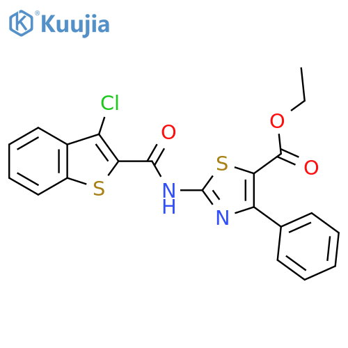 ethyl 2-(3-chloro-1-benzothiophene-2-amido)-4-phenyl-1,3-thiazole-5-carboxylate structure