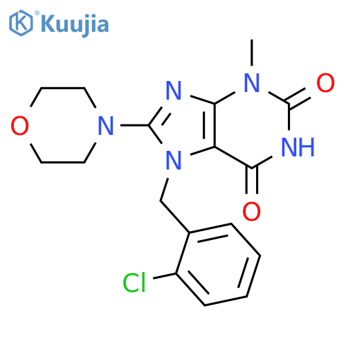 7-(2-chlorophenyl)methyl-3-methyl-8-(morpholin-4-yl)-2,3,6,7-tetrahydro-1H-purine-2,6-dione structure
