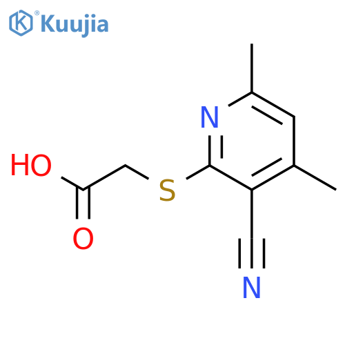 2-(3-cyano-4,6-dimethylpyridin-2-yl)sulfanylacetic acid structure