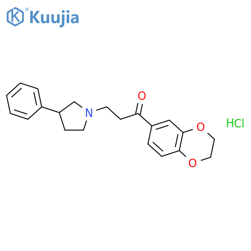 1-Propanone,1-(2,3-dihydro-1,4-benzodioxin-6-yl)-3-(3-phenyl-1-pyrrolidinyl)-,hydrochloride (1:1) structure