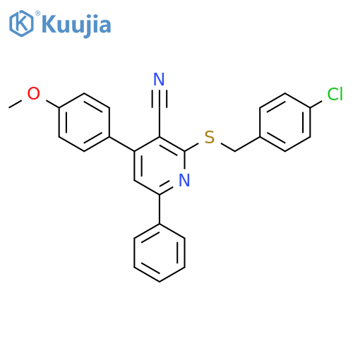 2-((4-chlorobenzyl)thio)-4-(4-methoxyphenyl)-6-phenylnicotinonitrile structure