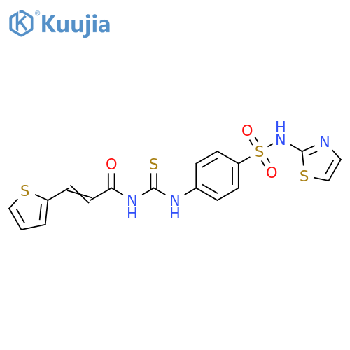 1-{4-(1,3-thiazol-2-yl)sulfamoylphenyl}-3-(2E)-3-(thiophen-2-yl)prop-2-enoylthiourea structure