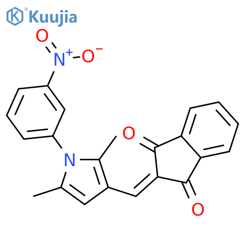 <br>2-((2,5-dimethyl-1-(3-nitrophenyl)-1H-pyrrol-3-yl)methylene)-1H-indene-1,3( 2H)-dione structure