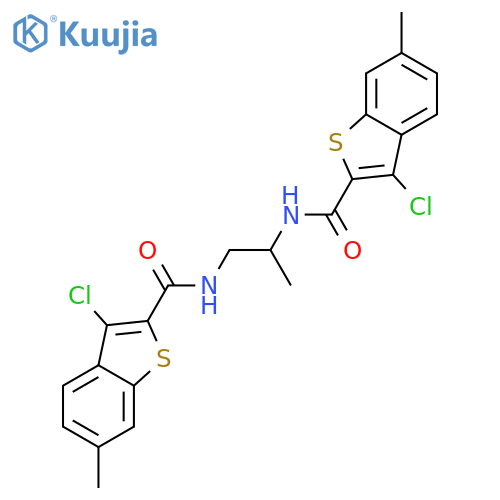 N,N'-propane-1,2-diylbis(3-chloro-6-methyl-1-benzothiophene-2-carboxamide) structure