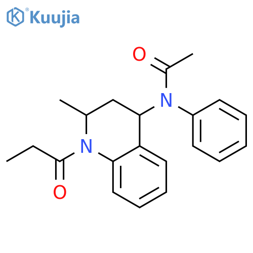 N-(2-methyl-1-propanoyl-1,2,3,4-tetrahydroquinolin-4-yl)-N-phenylacetamide structure