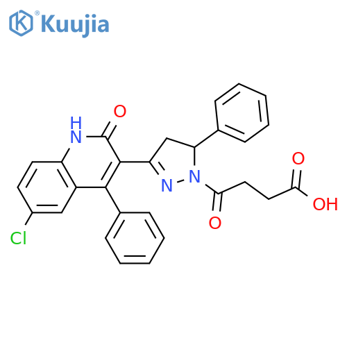 4-3-(6-chloro-2-oxo-4-phenyl-1,2-dihydroquinolin-3-yl)-5-phenyl-4,5-dihydro-1H-pyrazol-1-yl-4-oxobutanoic acid structure