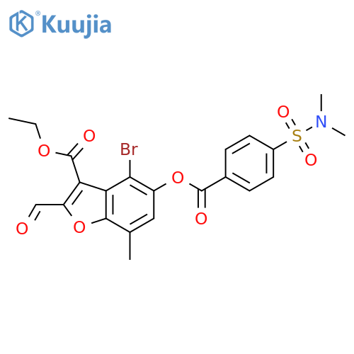 Ethyl 4-bromo-5-[[4-[(dimethylamino)sulfonyl]benzoyl]oxy]-2-formyl-7-methyl-3-benzofurancarboxylate structure