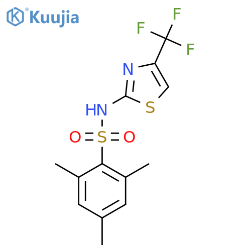 2,4,6-trimethyl-N-4-(trifluoromethyl)-1,3-thiazol-2-ylbenzene-1-sulfonamide structure