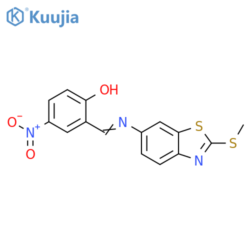 2-(1E)-{2-(methylsulfanyl)-1,3-benzothiazol-6-ylimino}methyl-4-nitrophenol structure
