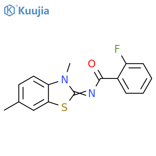 N-(2E)-3,6-dimethyl-2,3-dihydro-1,3-benzothiazol-2-ylidene-2-fluorobenzamide structure