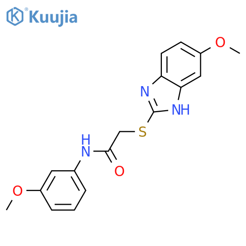 2-((5-methoxy-1H-benzo[d]imidazol-2-yl)thio)-N-(3-methoxyphenyl)acetamide structure