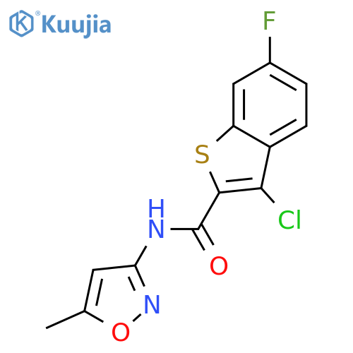 <br>3-Chloro-6-fluoro-benzo[b]thiophene-2-carboxylic acid (5-methyl-isoxazol-3- yl)-amide structure