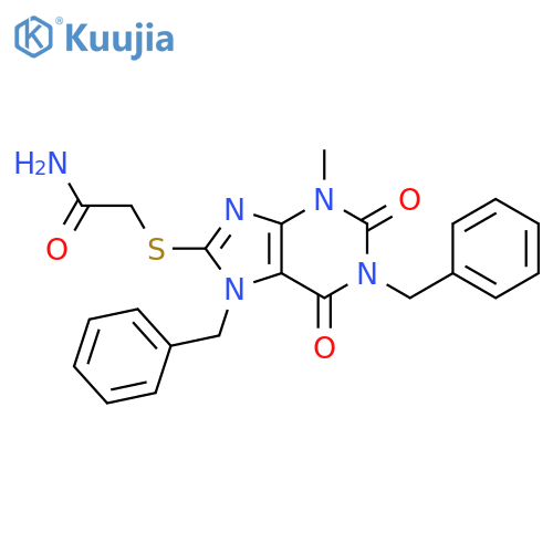 2-(1,7-dibenzyl-3-methyl-2,6-dioxo-2,3,6,7-tetrahydro-1H-purin-8-yl)sulfanylacetamide structure